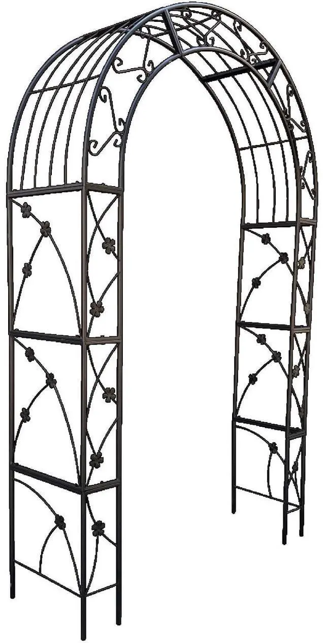Alt view image 6 of 7 - Garden Arch Trellis with Decorative Flower Pattern for Growing Flowers, Plants, Outdoor Metal Archway Garden Decor with Iron Frame for Wedding, Party, Events