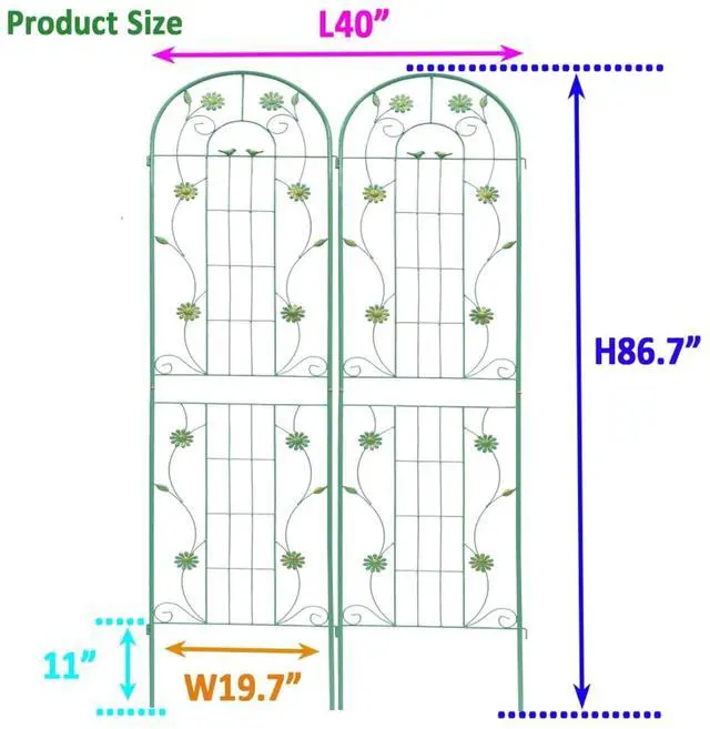 Alt view image 3 of 7 - Metal Grid Panels with Beautiful Flowers Pattern for Climbing Flowers, Plants, Outdoor Metal Trellis with Iron Frame for Backyard, Lawn, Garden, Metal Panels for Ivy Vines, Rose (4 Pack)