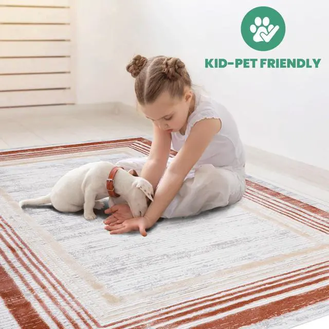 Alt view image 5 of 7 - Trendy Style Home Décor Collection Washable Non-Slip Area Rug for Living Room, Dining Room, Bedroom, Entryway, Nursery, Dorm Room, Study, Home Office, or Eat-in Kitchen (Brown 4)