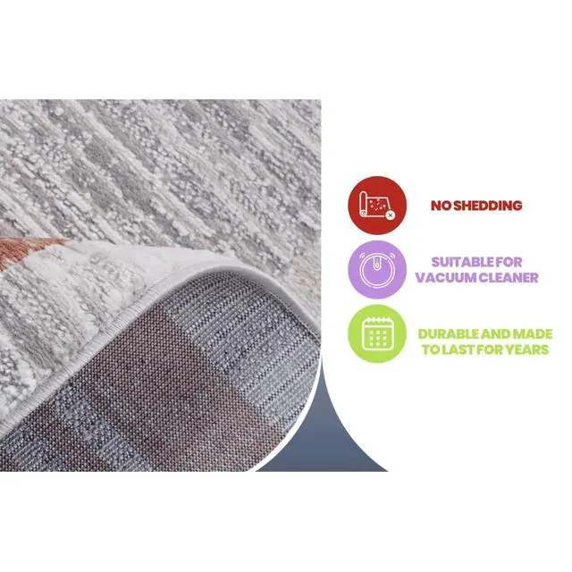 Alt view image 7 of 7 - Trendy Style Home Décor Collection Washable Non-Slip Area Rug for Living Room, Dining Room, Bedroom, Entryway, Nursery, Dorm Room, Study, Home Office, or Eat-in Kitchen (Brown 4)