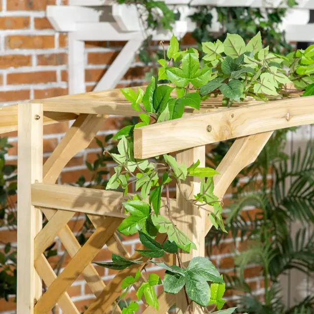 Alt view image 7 of 7 - Garden Arbor Arch with Bench for Garden, Backyard, Park, Lawn, Outdoor 3 Seat Wooden Bench with 2-in-1 Design and Two Trellises & Pergola Top for Growing Flowers, Plants
