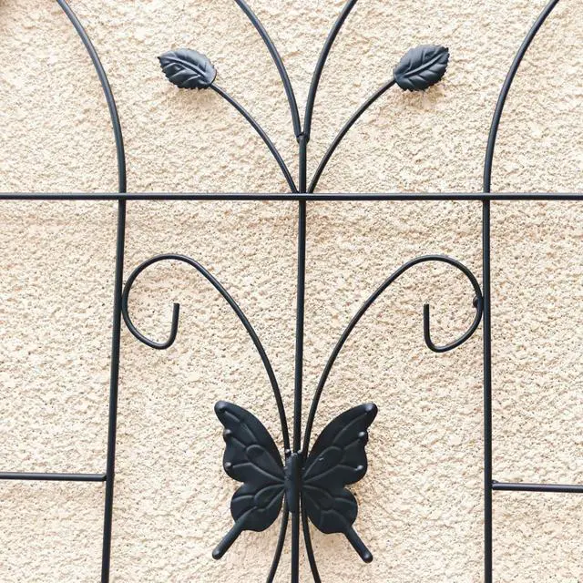 Alt view image 3 of 7 - Metal Garden Trellis with Butterfly Deco and Durable Iron Frame for Growing Flowers, Plants, Outdoor Rustproof Trellis with Metal Galvanized Tube for Backyard, Lawn (4 Pack)