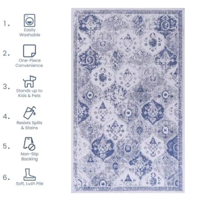 Alt view image 5 of 7 - Household Non-Slip and Non-Shedding Area Rugs, Eco-Friendly Area Rug with Super-Soft Material for Living Room, Dining Room, Bedroom, Hallway, Kitchen or Playroom (6x9)