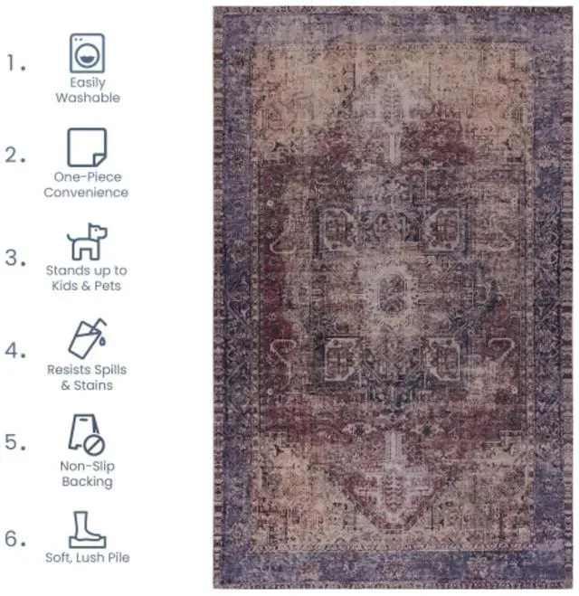 Alt view image 5 of 7 - Easily Washable Carpets with Durable Edge and Non-Slip Backing, Lush Pile Non-Slip Backing Modern Area Rug for Living Room, Dining Room, Bedroom, Hallway, Kitchen, or Playroom (6x9)