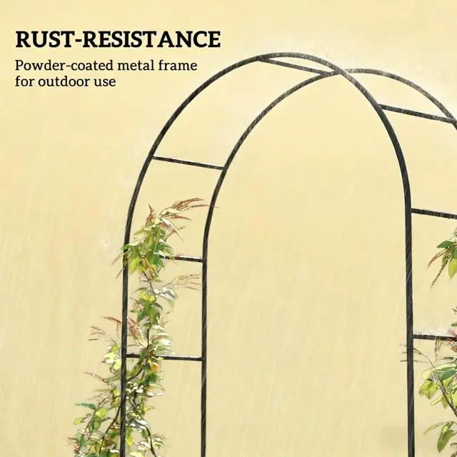 Alt view image 3 of 7 - Outdoor Arbor Trellis with Large Rectangular Base and Steel Frame for Backyard, Lawn, Metal Arch Stand with Modern Design for Wedding, Ceremony, Party, Events
