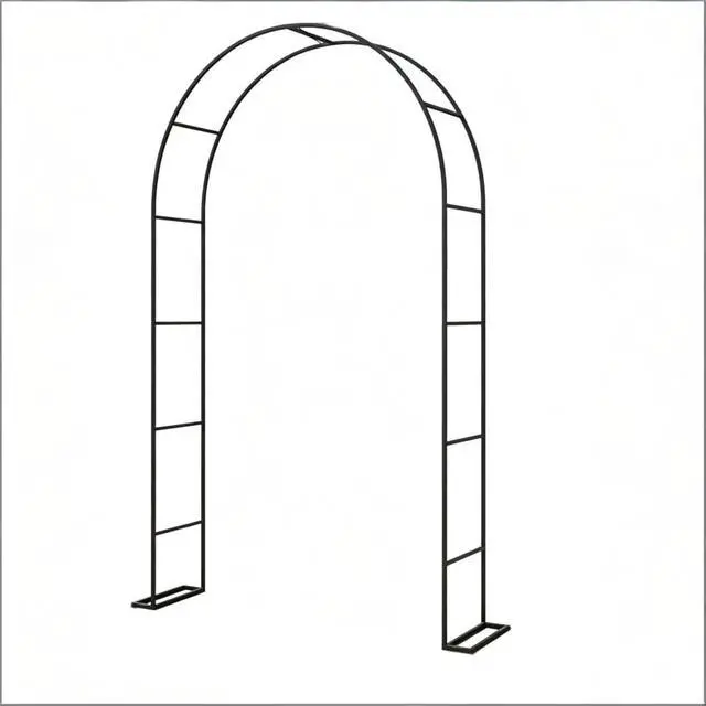 Alt view image 7 of 7 - Outdoor Arbor Trellis with Large Rectangular Base and Steel Frame for Backyard, Lawn, Metal Arch Stand with Modern Design for Wedding, Ceremony, Party, Events