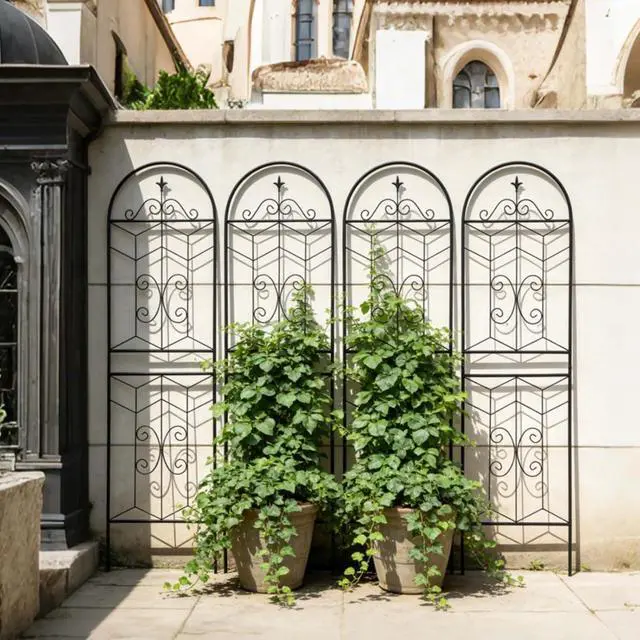 Alt view image 2 of 7 - Metal Garden Trellis with Iron Frame for Growing Fruits, Vegetables, Plants, Outdoor Rustproof Trellis with Metal Galvanized Tube for Backyard, Lawn, Garden (4 Pack-H71'')