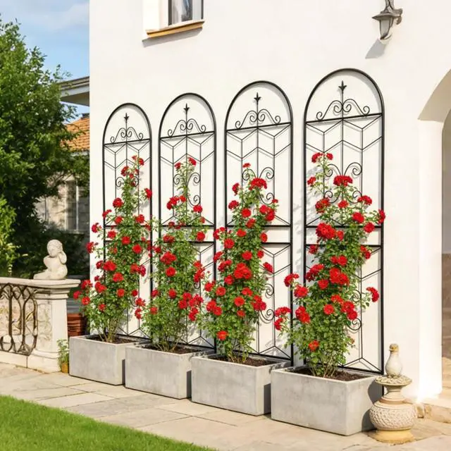 Main image of Metal Garden Trellis with Iron Frame for Growing Fruits, Vegetables, Plants, Outdoor Rustproof Trellis with Metal Galvanized Tube for Backyard, Lawn, Garden (4 Pack-H71'')