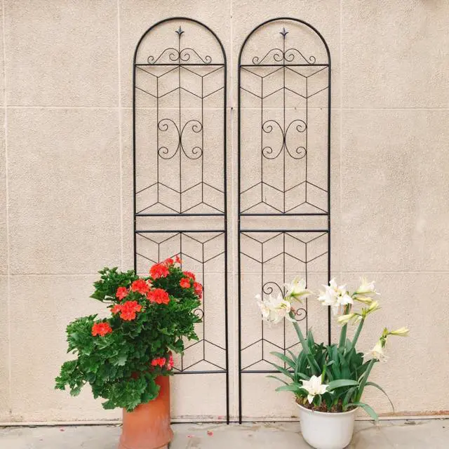 Alt view image 2 of 7 - Metal Garden Trellis with Iron Frame for Growing Fruits, Vegetables, Plants, Outdoor Rustproof Trellis with Metal Galvanized Tube for Backyard, Lawn, Garden (4 Pack-H86'')