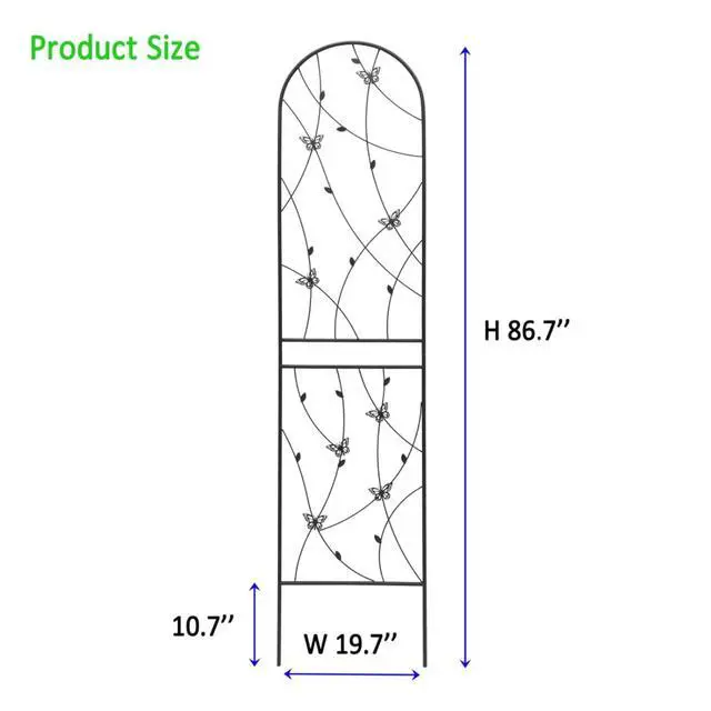 Alt view image 2 of 7 - Metal Garden Trellis with Decorative Butterfly and Leaf for Climbing Roses, Cucumber, Vine, Outdoor Rustproof Trellis with Iron Frame for Backyard, Garden, Lawn (4 Pack-H86'')