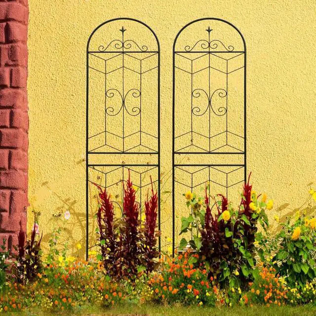 Alt view image 6 of 7 - Metal Garden Trellis with Iron Frame for Growing Fruits, Vegetables, Plants, Outdoor Rustproof Trellis with Metal Galvanized Tube for Backyard, Lawn, Garden (4 Pack-H86'')