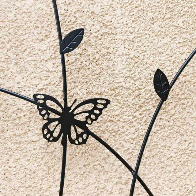 Alt view image 4 of 7 - Metal Garden Trellis with Decorative Butterfly and Leaf for Climbing Roses, Cucumber, Vine, Outdoor Rustproof Trellis with Iron Frame for Backyard, Garden, Lawn (4 Pack-H71'')