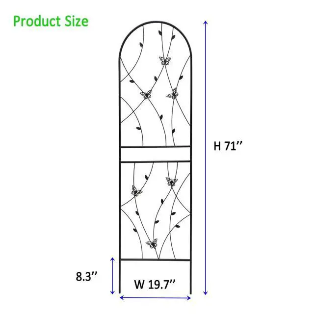 Alt view image 2 of 7 - Metal Garden Trellis with Decorative Butterfly and Leaf for Climbing Roses, Cucumber, Vine, Outdoor Rustproof Trellis with Iron Frame for Backyard, Garden, Lawn (4 Pack-H71'')