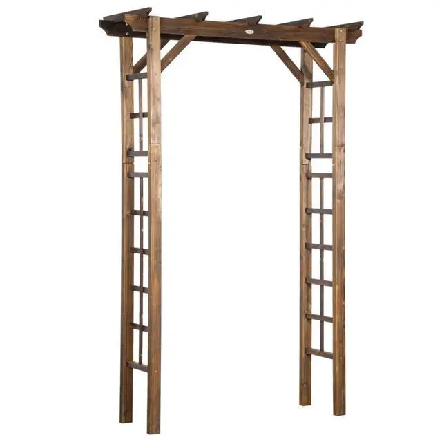 Alt view image 2 of 7 - Wooden Garden Arbor Wedding Arch with Fir Wood Frame for Wedding, Ceremony, Party, Outdoor Decorative Archway with Pergola Style for Growing Flowers, Plants, Vines