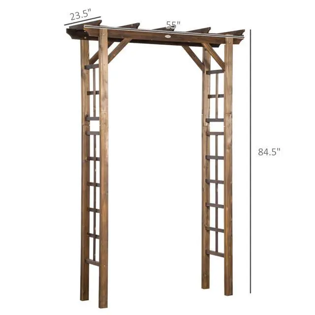 Alt view image 3 of 7 - Wooden Garden Arbor Wedding Arch with Fir Wood Frame for Wedding, Ceremony, Party, Outdoor Decorative Archway with Pergola Style for Growing Flowers, Plants, Vines