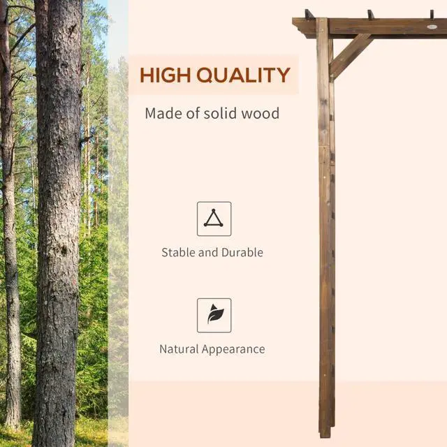 Alt view image 4 of 7 - Wooden Garden Arbor Wedding Arch with Fir Wood Frame for Wedding, Ceremony, Party, Outdoor Decorative Archway with Pergola Style for Growing Flowers, Plants, Vines