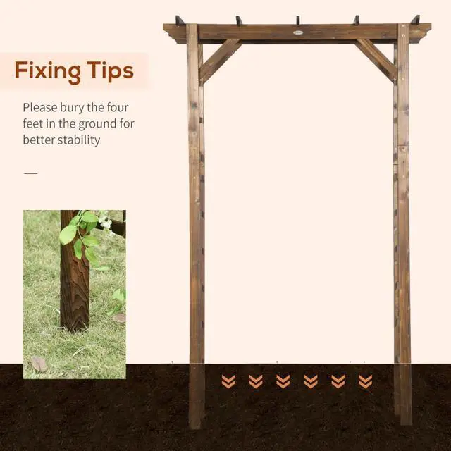 Alt view image 5 of 7 - Wooden Garden Arbor Wedding Arch with Fir Wood Frame for Wedding, Ceremony, Party, Outdoor Decorative Archway with Pergola Style for Growing Flowers, Plants, Vines