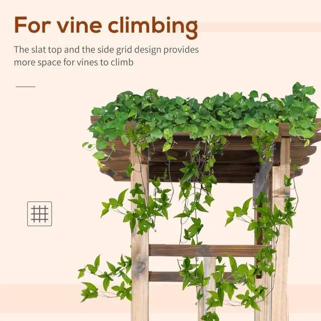 Alt view image 6 of 7 - Wooden Garden Arbor Wedding Arch with Fir Wood Frame for Wedding, Ceremony, Party, Outdoor Decorative Archway with Pergola Style for Growing Flowers, Plants, Vines