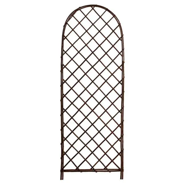 Alt view image 2 of 6 - 2 Pieces Arched Willow Lattice Trellis with Arch-top Diamond Lattice Design for Growing Flowers, Plants, Outdoor Tall Standing Fence with Wood Frame for Backyard, Lawn