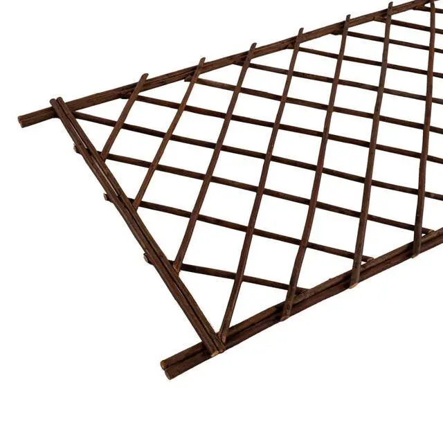 Alt view image 5 of 6 - 2 Pieces Arched Willow Lattice Trellis with Arch-top Diamond Lattice Design for Growing Flowers, Plants, Outdoor Tall Standing Fence with Wood Frame for Backyard, Lawn