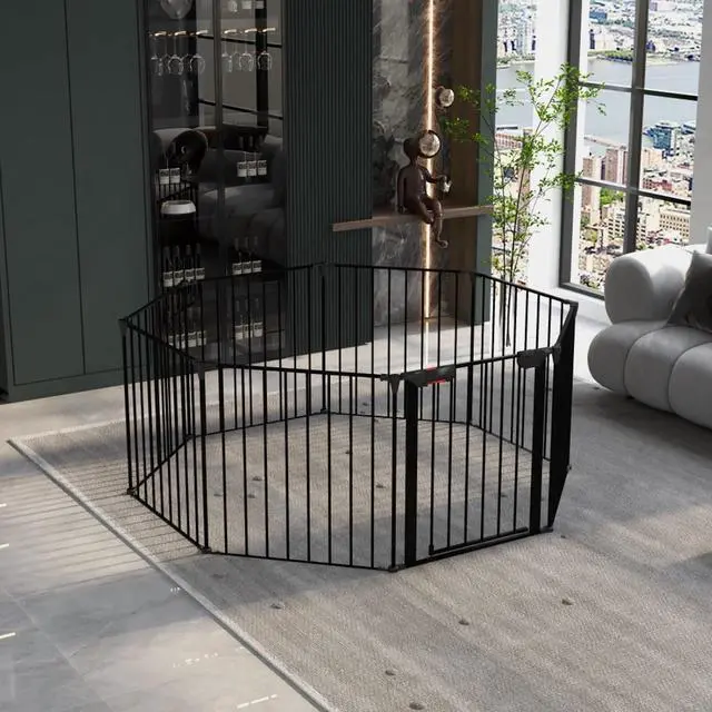 Main image of Adjustable Safety Gate with Versatile Panel Design for Securing Doorways, Stairs, Fireplaces & Prohibited Areas in Household Spaces (200")