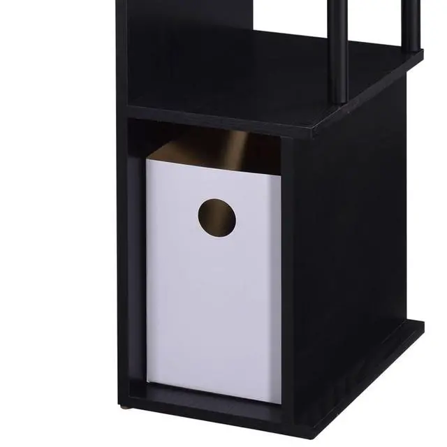 Alt view image 6 of 6 - Rectangular Computer Desk with Built-in Keyboard Tray, Spacious and Functional Working Table with Attached Shelf and Storage Compartment (Black)