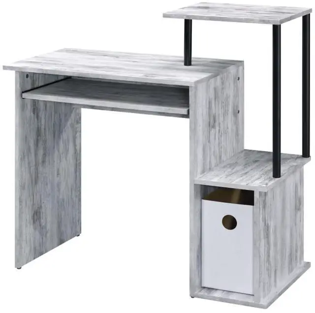 Main image of Rectangular Computer Desk with Built-in Keyboard Tray, Spacious and Functional Working Table with Attached Shelf and Storage Compartment (Black+Grey)