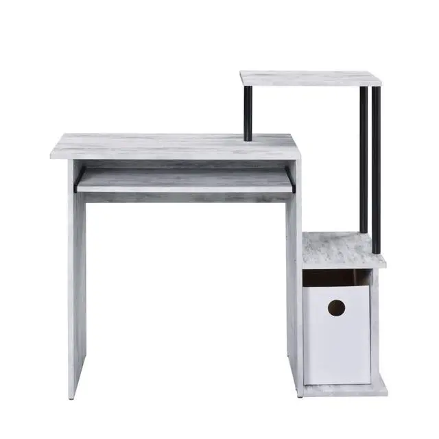 Alt view image 4 of 7 - Rectangular Computer Desk with Built-in Keyboard Tray, Spacious and Functional Working Table with Attached Shelf and Storage Compartment (Black+Grey)