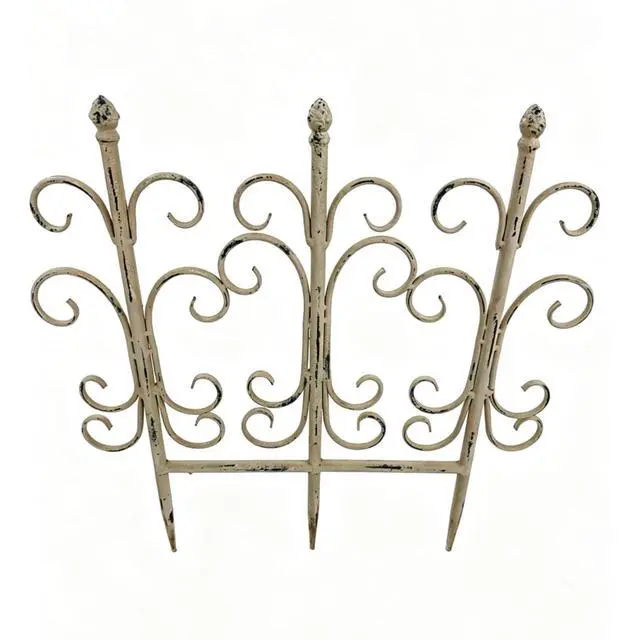 Alt view image 4 of 7 - 4 Pieces Vintage Garden Fence Animal Barrier with Iron Frame for Backyard, Garden, Lawn, Outdoor Metal Border with Rustic Style for Flower Bed, Trees, Plants