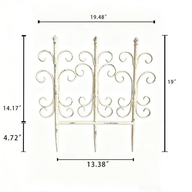 Alt view image 5 of 7 - 4 Pieces Vintage Garden Fence Animal Barrier with Iron Frame for Backyard, Garden, Lawn, Outdoor Metal Border with Rustic Style for Flower Bed, Trees, Plants