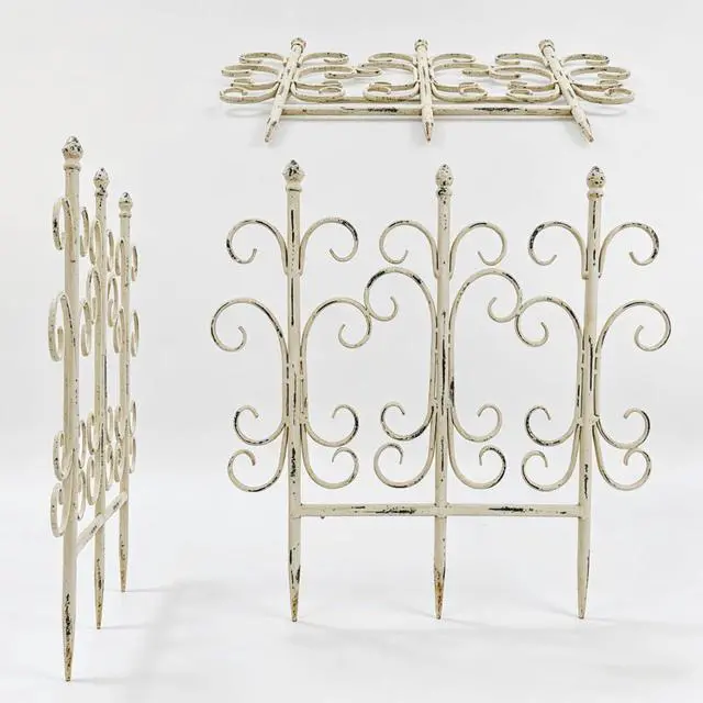 Alt view image 6 of 7 - 4 Pieces Vintage Garden Fence Animal Barrier with Iron Frame for Backyard, Garden, Lawn, Outdoor Metal Border with Rustic Style for Flower Bed, Trees, Plants