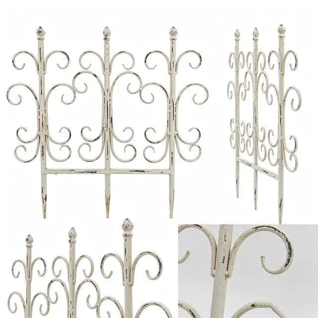 Alt view image 7 of 7 - 4 Pieces Vintage Garden Fence Animal Barrier with Iron Frame for Backyard, Garden, Lawn, Outdoor Metal Border with Rustic Style for Flower Bed, Trees, Plants