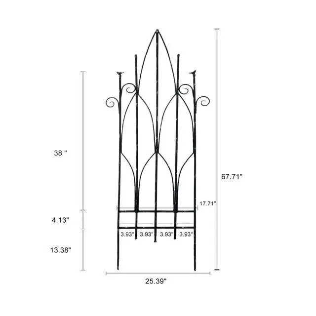 Alt view image 3 of 7 - Vintage Decorative Fence Panels with Wrought Iron Material for Backyard, Lawn, Garden, Outdoor Metal Garden Border with Rustic Style for Yard, Patio, Poolside
