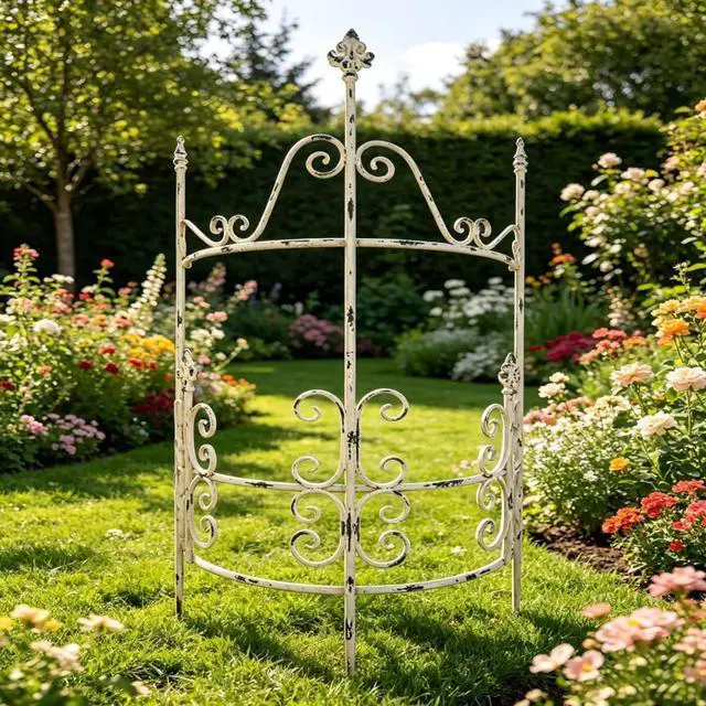 Main image of Vintage Garden Fence with Rustic Style and Iron Frame for Backyard, Lawn, Outdoor Animal Barrier, Flowers Plants Barrier for Poolside, Patio, Porch, Rustproof Landscape Fencing