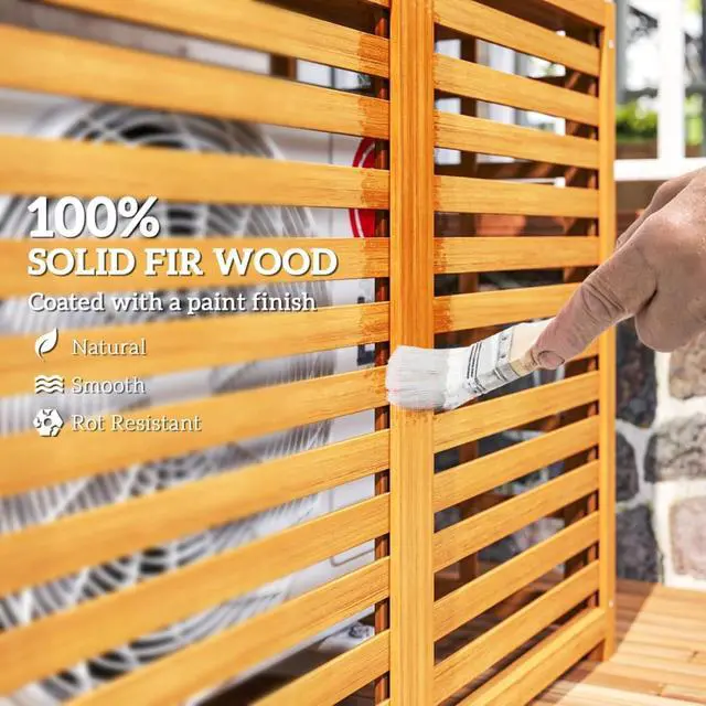 Alt view image 6 of 7 - Dual-Purpose AC Unit Fence with Built-in Potting Shelves for Outdoor Condenser Hiding, Decorative Privacy Screen with Slatted Ventilation for Backyard Patio & Garden Organization
