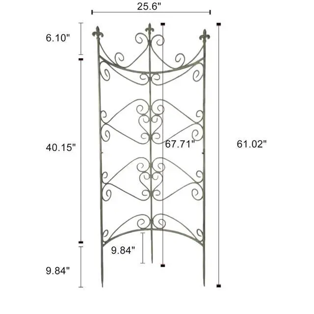 Alt view image 2 of 7 - Garden Fence with Rustic Style and Three Ground Stakes for Growing Flowers, Plants, Vines, Outdoor Decorative Fence Pannels Anti Animal Barrier with Iron Frame for Backyard, Lawn