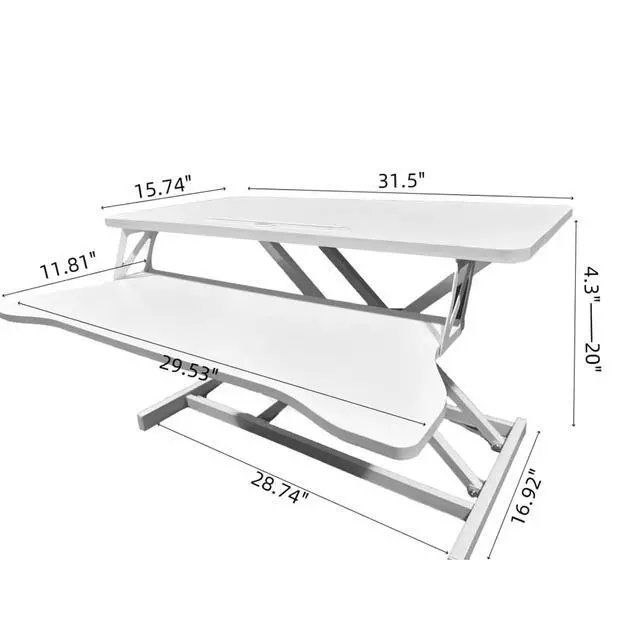 Alt view image 6 of 7 - 32Inch Standing Desk Sit To Stand Height Adjustable Converter Laptop Workstation w/Keyboard Tray for Home Office,Dual Monitor Riser Desktop Workstation w/Quiet Lifting Mechanism for Computer (White)
