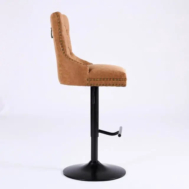 Alt view image 7 of 7 - Aged and Retro PU Swivel Barstools Adjusatble Seat Height from 26-33 Inch, Modern Bar Stools with Backs Comfortable Tufted for Home Pub and Kitchen Island,Set of 2 (Orange + Set of 2)