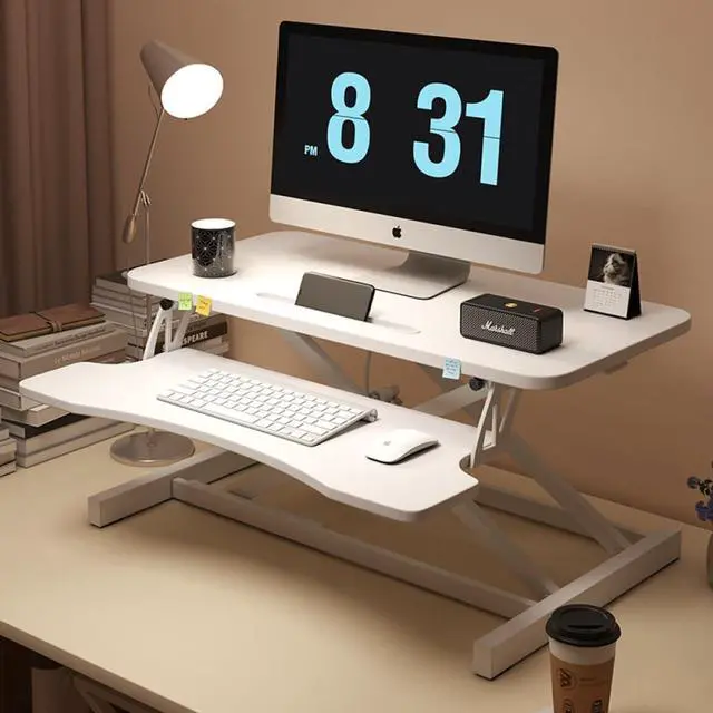 Main image of 32Inch Standing Desk Sit To Stand Height Adjustable Converter Laptop Workstation w/Keyboard Tray for Home Office,Dual Monitor Riser Desktop Workstation w/Quiet Lifting Mechanism for Computer (White)