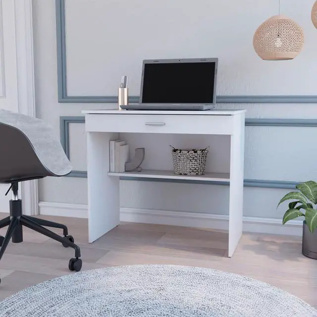Main image of Modern Design Rectangular Computer Tables with Convenient Storage Drawer and Additional Lower Shelf, Durable Construction Study Writing Table