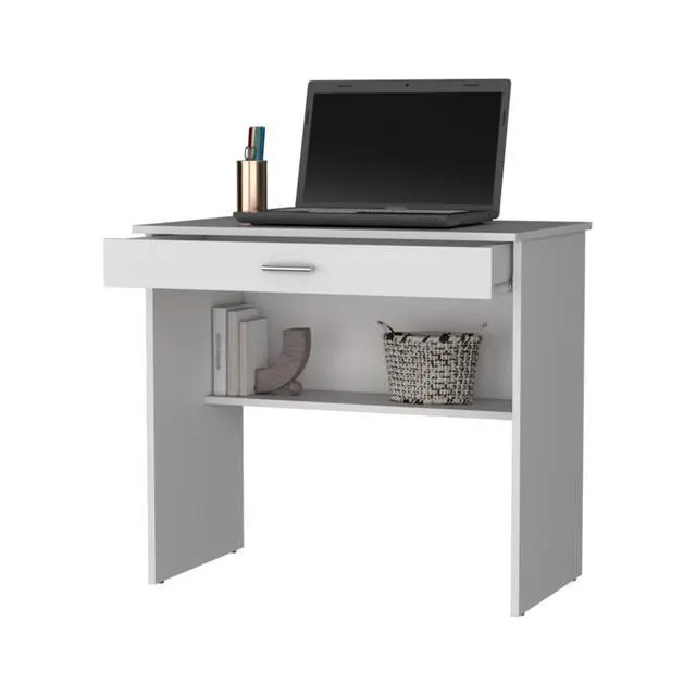 Alt view image 5 of 7 - Modern Design Rectangular Computer Tables with Convenient Storage Drawer and Additional Lower Shelf, Durable Construction Study Writing Table