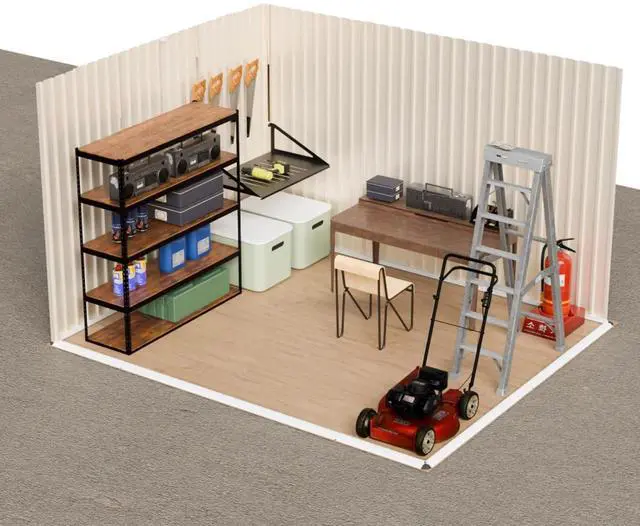 Alt view image 6 of 7 - Outdoor Storage Sheds with Lockable Sliding Door and Aluminum Alloy Frame for Backyard, Lawn, Garden Tool Storage House with Two Sloped Sides Roof for Patio, Porch (10x8 FT White with Metal Base)