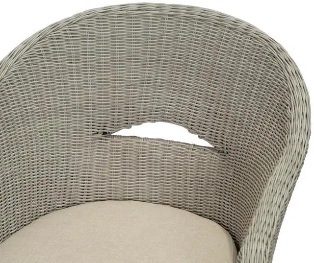 Alt view image 7 of 7 - Bohemian Style Patio Dining Chairs w/PE Rattan Seat & Aluminum Frame for Garden, Stylish Outdoor Accent Chairs w/Removable Cushion & Acacia Wood Legs for Porch, Backyard, Set of 2
