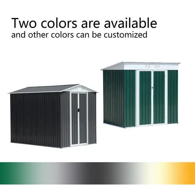 Alt view image 6 of 7 - Outdoor Storage Sheds with Lockable Sliding Door and Aluminum Alloy Frame for Backyard, Lawn, Garden Tool Storage House with Two Sloped Sides Roof for Patio, Porch (6X4 Feet Grey)