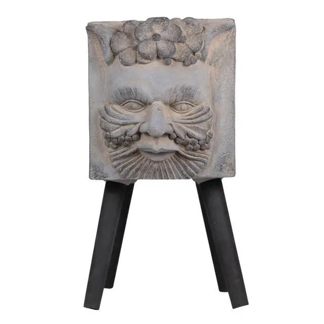 Alt view image 2 of 7 - Planter Set with Wooden Legs and Rope Texture for Backyard, Living Room, Lawn, Outdoor Flower Pot Set with Classic Design for Growing Flowers, Herbs, Plants (Gray + Magnesium Oxide)