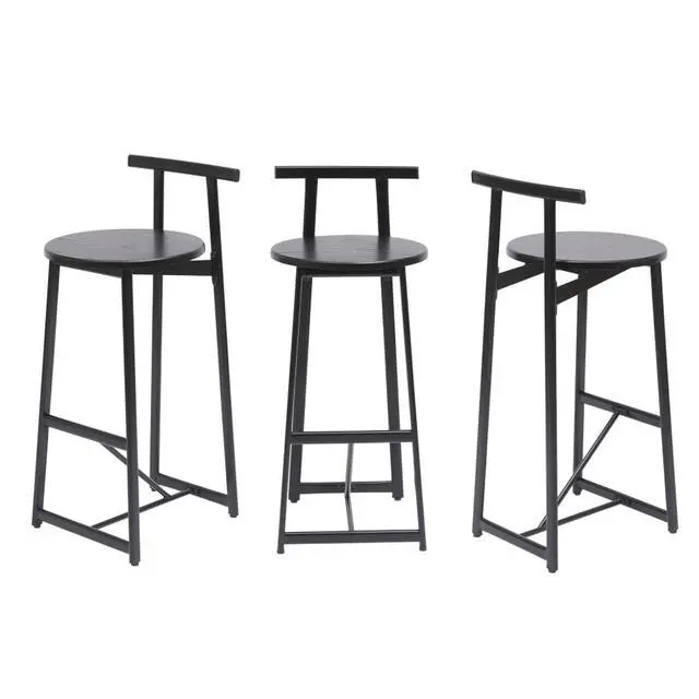 Alt view image 6 of 7 - Fashionable and Minimalist Design Bar Stool, Stable Metal Frame, Counter Height Bar Stool, Equipped with Backrest and Footrest,Suitable for Dining Rooms,Set of 3 (Black + Set of 3)