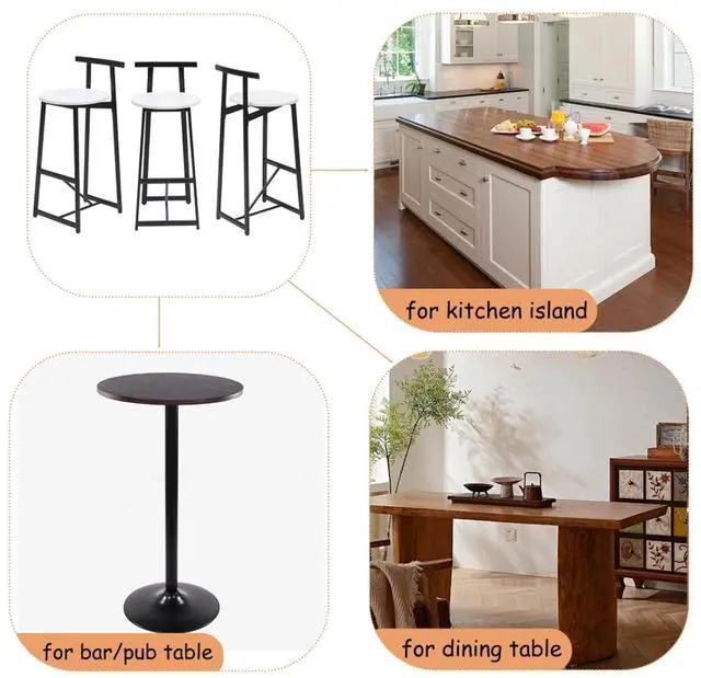 Alt view image 5 of 7 - Fashionable and Minimalist Design Bar Stool, Stable Metal Frame, Counter Height Bar Stool, Equipped with Backrest and Footrest,Suitable for Dining Rooms,Set of 3 (White + Set of 3)