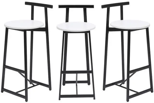 Alt view image 6 of 7 - Fashionable and Minimalist Design Bar Stool, Stable Metal Frame, Counter Height Bar Stool, Equipped with Backrest and Footrest,Suitable for Dining Rooms,Set of 3 (White + Set of 3)