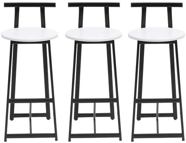 Alt view image 7 of 7 - Fashionable and Minimalist Design Bar Stool, Stable Metal Frame, Counter Height Bar Stool, Equipped with Backrest and Footrest,Suitable for Dining Rooms,Set of 3 (White + Set of 3)