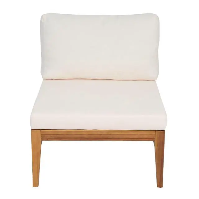 Alt view image 6 of 7 - Solid Wood Outdoor Accent Chairs w/Removable Water Repellent Cushions for Balcony, Acacia Wood Patio Armless Dining Chairs w/Slatted Back & Seat for Garden, Deck, Porch, Set of 2